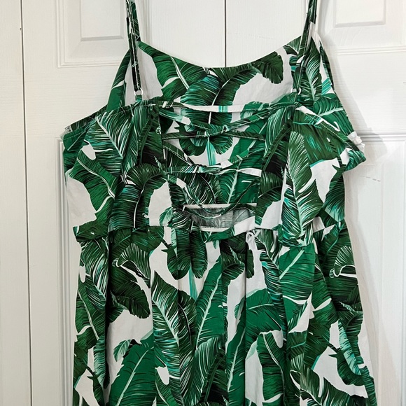 SHEIN palm tree print lace up back sleeveless fit flare sun dress - Picture 2 of 2